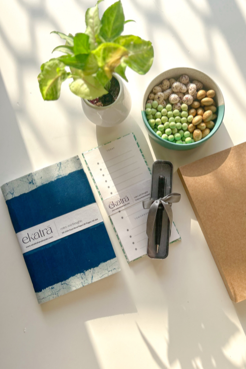 Sustainable Productivity Gift Hamper By Ekatra - Indigo Stripes