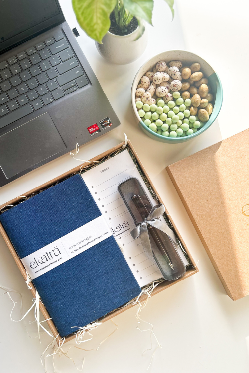 Solid Blue Sustainable Productivity Gift Hamper By Ekatra