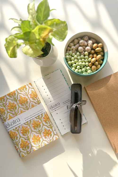 Sustainable Productivity Gift Hamper By Ekatra - Yellow Floral
