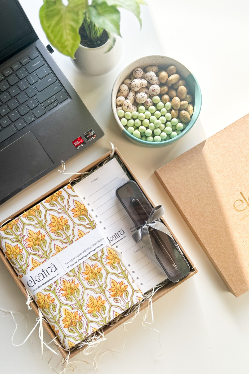 Sustainable Productivity Gift Hamper By Ekatra - Yellow Floral