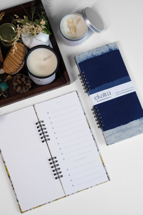 Ekatra To Do Spiral Pad - Indigo Stripes ( Set Of 3 )