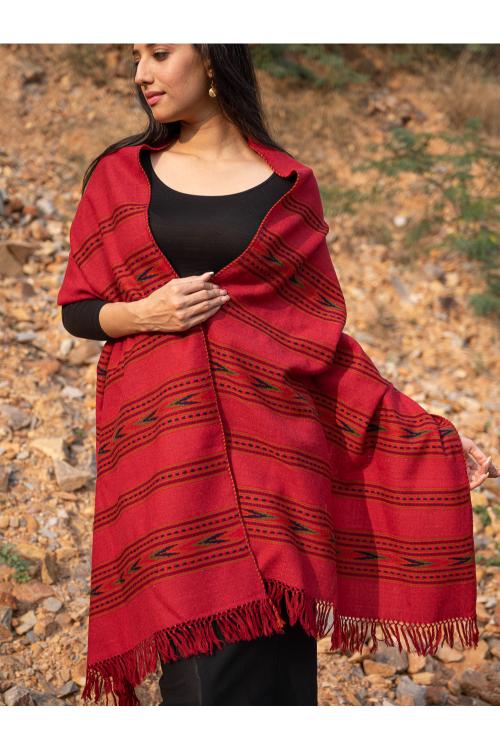Exclusive Soft Himachal Wool Stole - 6 Border Weave