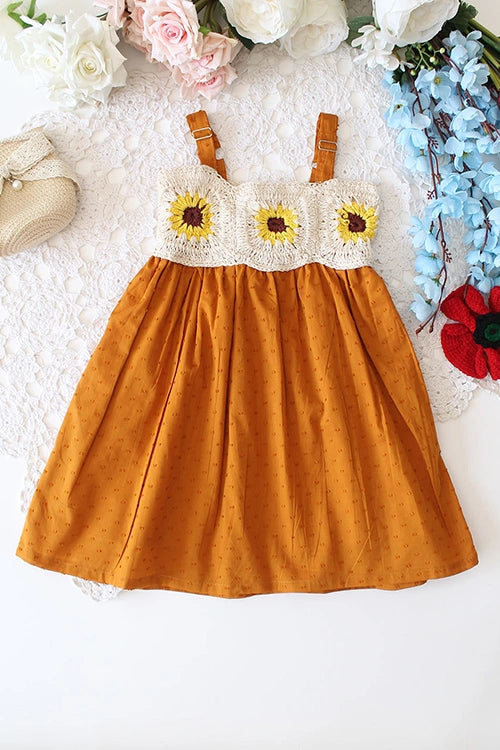 Ajoobaa"Giggles" Crochet Yoke Girls Frock