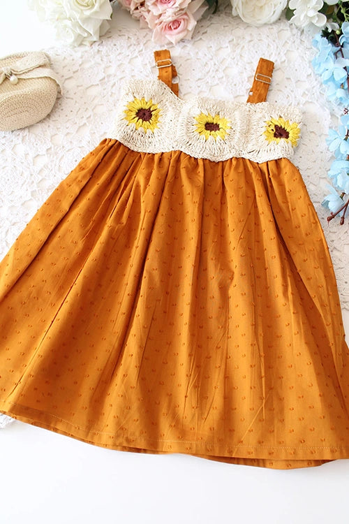 Ajoobaa"Giggles" Crochet Yoke Girls Frock