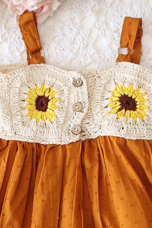 Ajoobaa"Giggles" Crochet Yoke Girls Frock