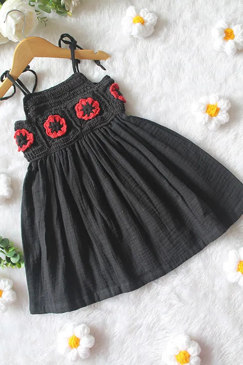 Ajoobaa Crochet "Rose" Frock - Black