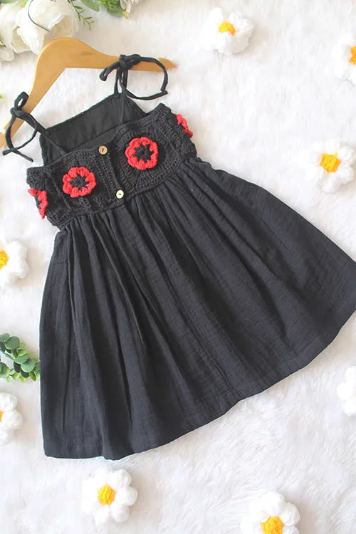 Ajoobaa Crochet "Rose" Frock - Black