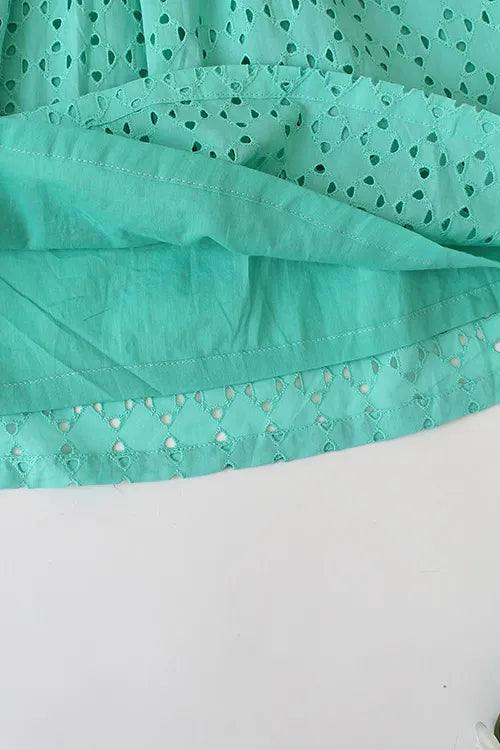 Ajoobaa "Crochet" Summer Schiffli Frock - Green