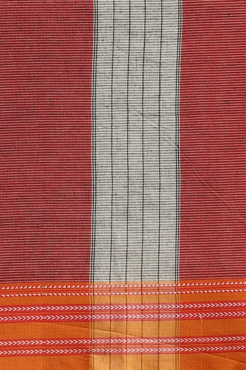 Punarjeevana Red - Yellow Ganga Jamuna Border - Jowar Motif Reversible Gomi Teni