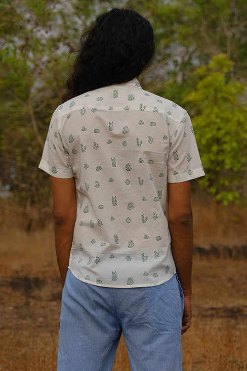 Okhai 'Prickly' Pure Cotton Hand Block Printed Half Sleeves Shirt