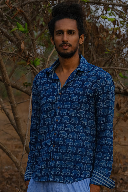 Okhai Sea Kale Printed Pure Cotton Full Sleeves Shirt For Men Online