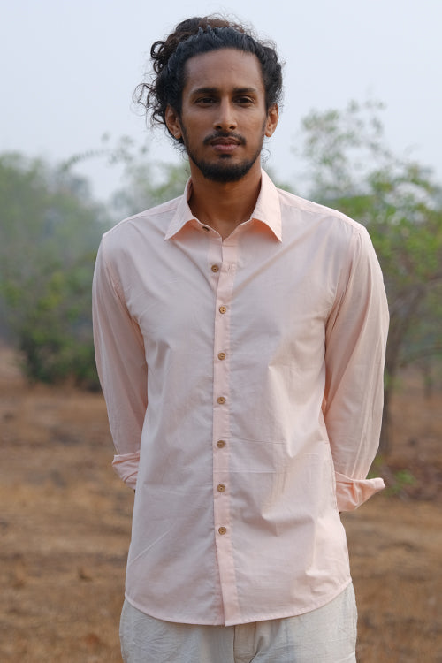Peach Bloom Pure Cotton Full Sleeves Shirt For Men Online