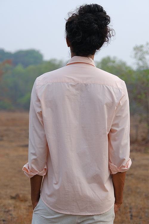 Okhai 'Peach Bloom' Pure Cotton Herbal Dyed Full Sleeves Shirt