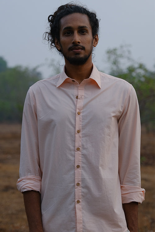 Okhai 'Peach Bloom' Pure Cotton Herbal Dyed Full Sleeves Shirt