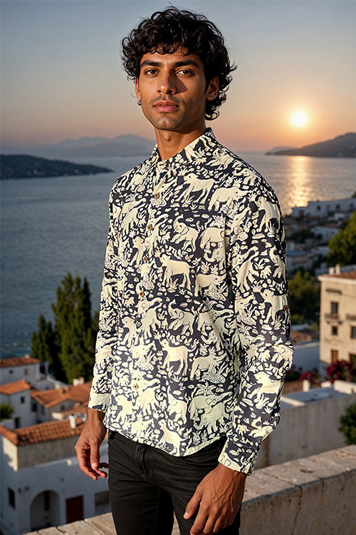 Okhai "Resonance" Handblock Printed Pure Cotton Full-Sleeved Shirt