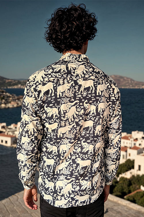 Okhai "Resonance" Handblock Printed Pure Cotton Full-Sleeved Shirt
