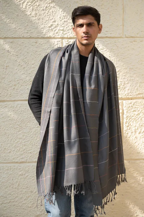 The ICH Light & Warm Merino Wool Stole - Slate Link