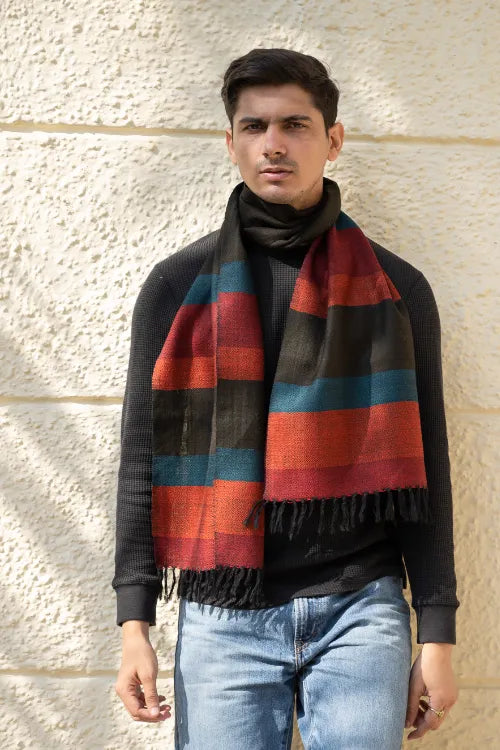 The ICH Light & Warm Himachal Muffler - Striped Tones