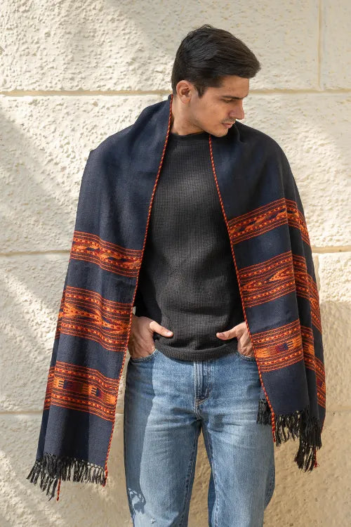 The ICH Light & Warm Himachal Stole - Twilight Bands