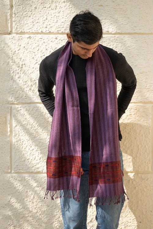 The ICH Light & Warm Himachal Muffler - Mauve Ridge