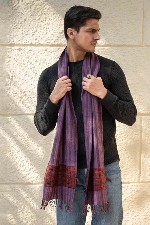 The ICH Light & Warm Himachal Muffler - Mauve Ridge