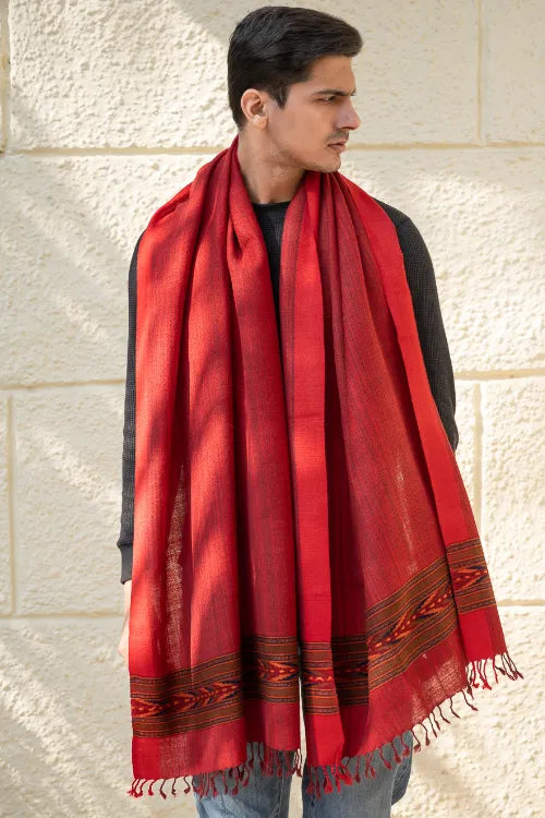 The ICH Light & Warm Himachal Stole - Rosewood Bark