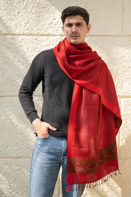 The ICH Light & Warm Himachal Stole - Rosewood Bark