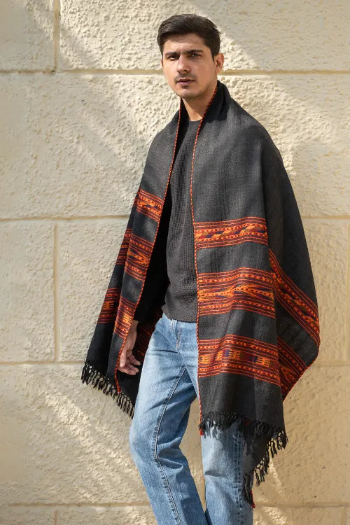 The ICH Light & Warm Himachal Stole - Raven Bands