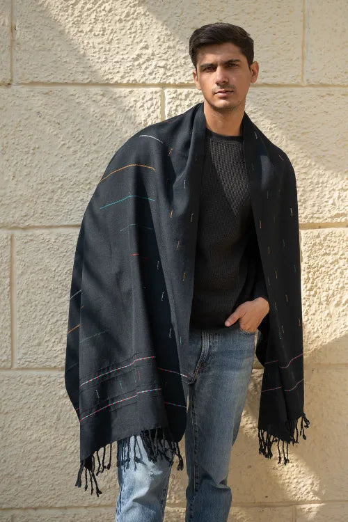 The ICH Light & Warm Merino Wool Stole - Night Rain
