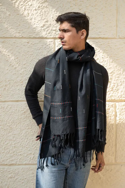 The ICH Light & Warm Merino Wool Stole - Night Rain