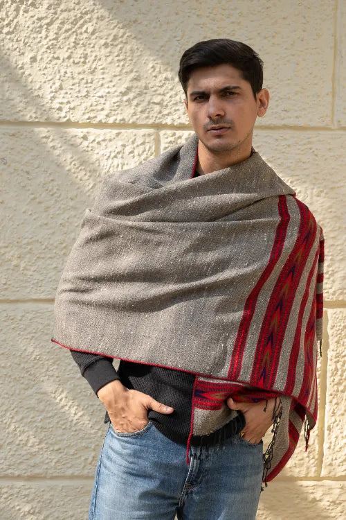 The ICH Light & Warm Himachal Stole - Ashen Bands