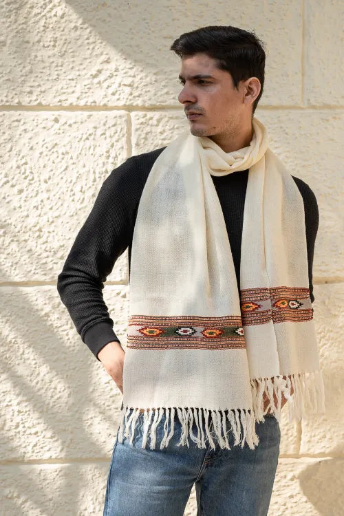 The ICH Light & Warm Himachal Muffler - Ivory Warmth
