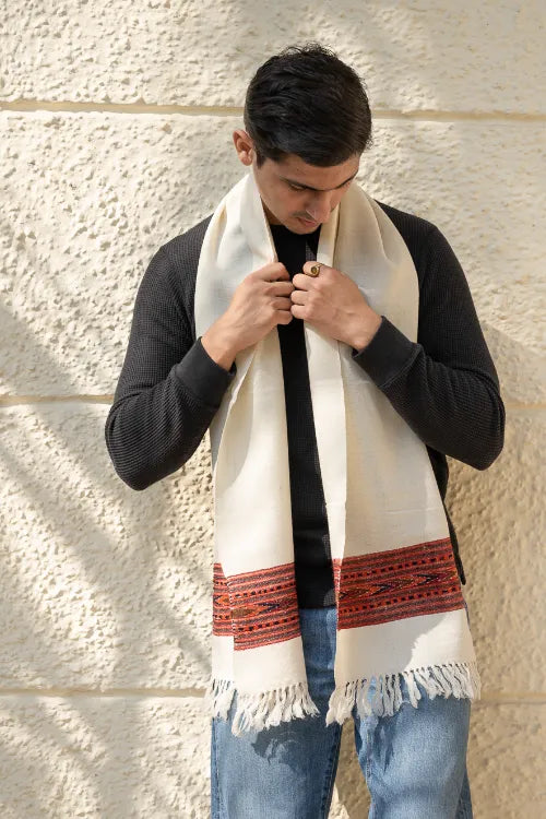 The ICH Light & Warm Himachal Muffler - Ivory Ridge