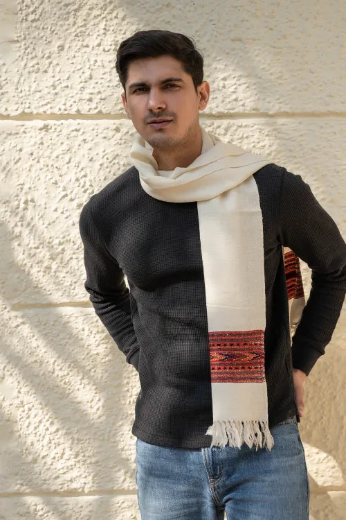 The ICH Light & Warm Himachal Muffler - Ivory Ridge