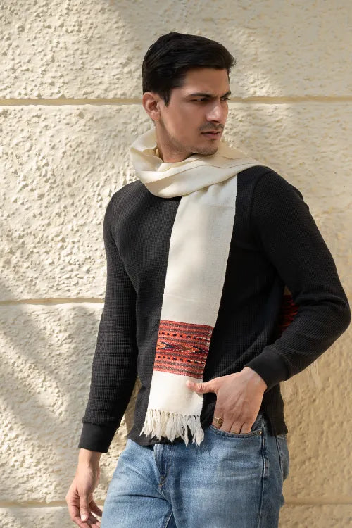 The ICH Light & Warm Himachal Muffler - Ivory Ridge