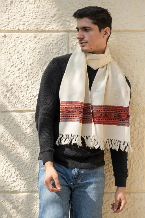 The ICH Light & Warm Himachal Muffler - Ivory Ridge
