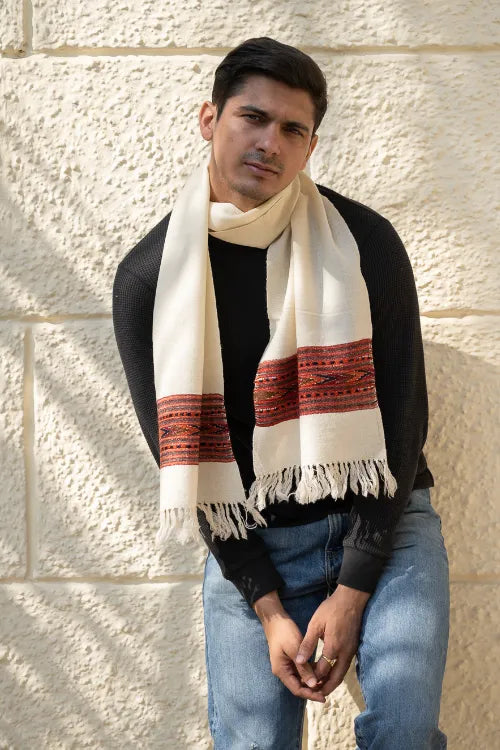 The ICH Light & Warm Himachal Muffler - Ivory Ridge