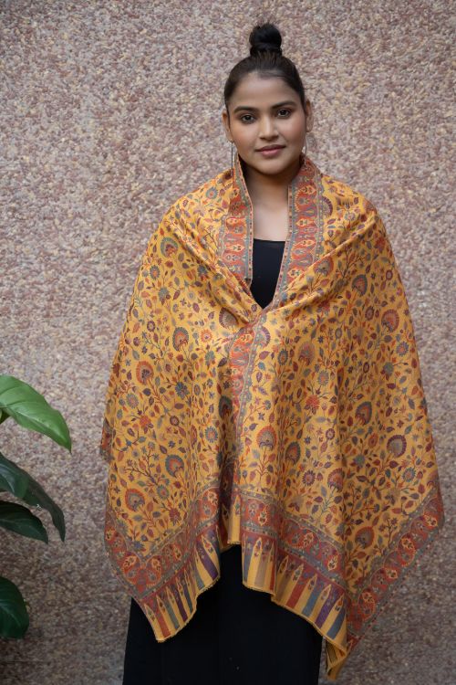 TICH Fine, Soft Kashmiri Kani Pattern Wool Stole - Gulshan