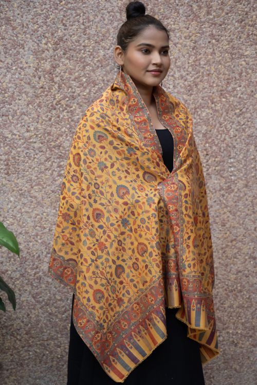 TICH Fine, Soft Kashmiri Kani Pattern Wool Stole - Gulshan