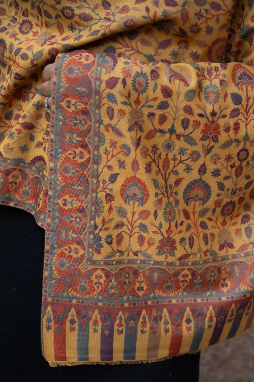 TICH Fine, Soft Kashmiri Kani Pattern Wool Stole - Gulshan