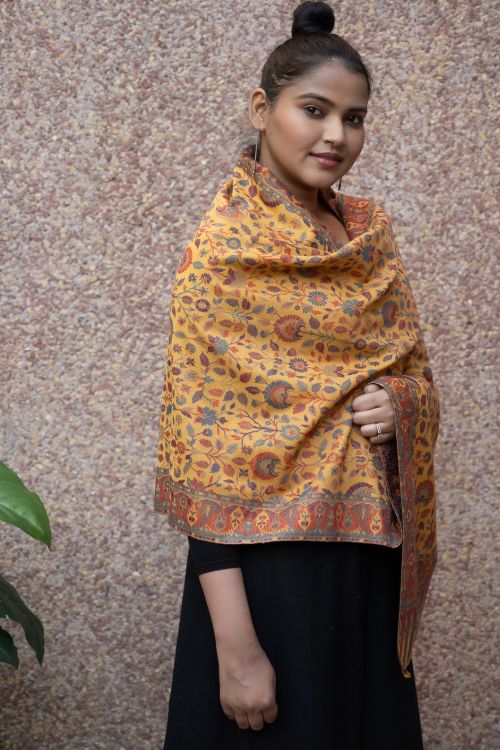 TICH Fine, Soft Kashmiri Kani Pattern Wool Stole - Gulshan