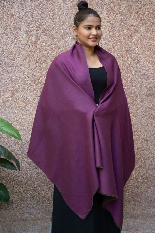 TICH Exclusive Reversible Soft Kashmiri Wool Stole - Deep Pink & Black