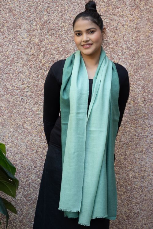 TICH Fine, Soft Kashmiri Ombre Wool Stole - Sea Green