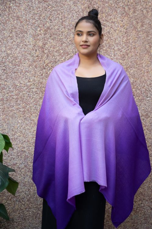 TICH Fine, Soft Kashmiri Ombre Wool Stole - Shades Of Mauve