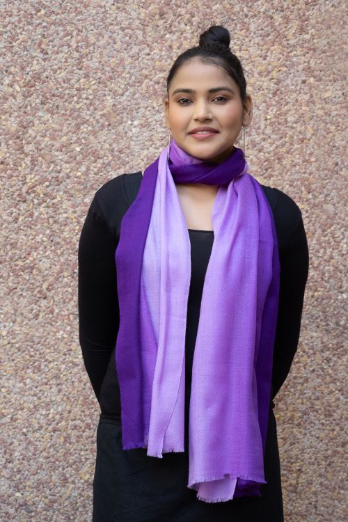 TICH Fine, Soft Kashmiri Ombre Wool Stole - Shades Of Mauve