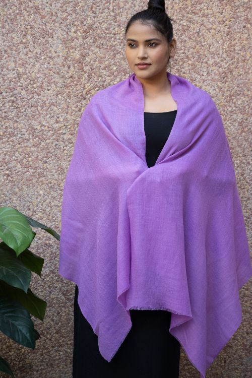 TICH Fine, Soft Kashmiri Plain Wool Stole - Warm Mauve