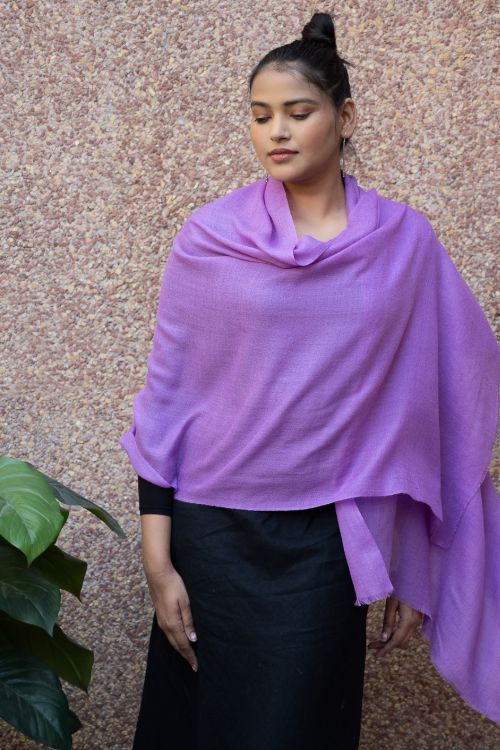 TICH Fine, Soft Kashmiri Plain Wool Stole - Warm Mauve