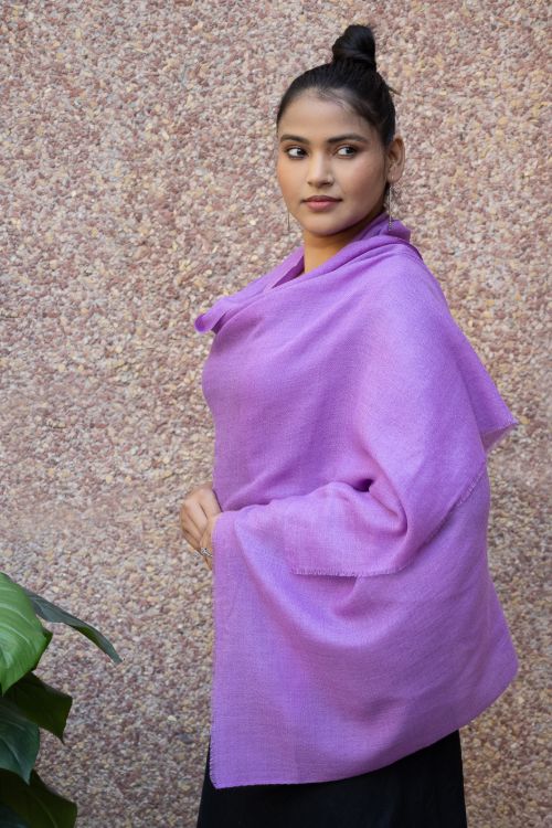 TICH Fine, Soft Kashmiri Plain Wool Stole - Warm Mauve