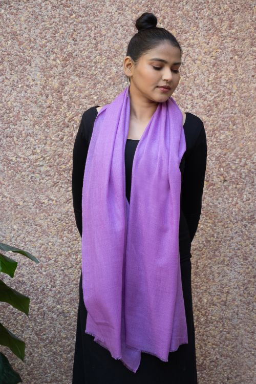 TICH Fine, Soft Kashmiri Plain Wool Stole - Warm Mauve