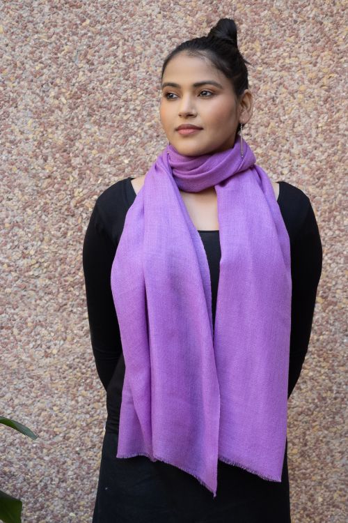 TICH Fine, Soft Kashmiri Plain Wool Stole - Warm Mauve